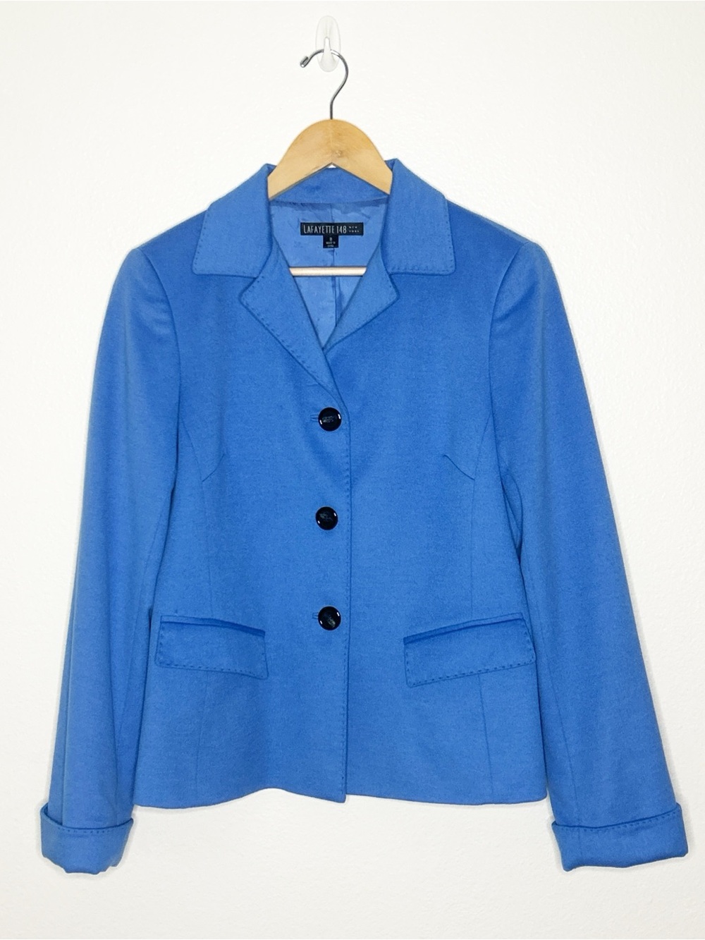 Lafayette 148 Blue Wool Angora Blazer